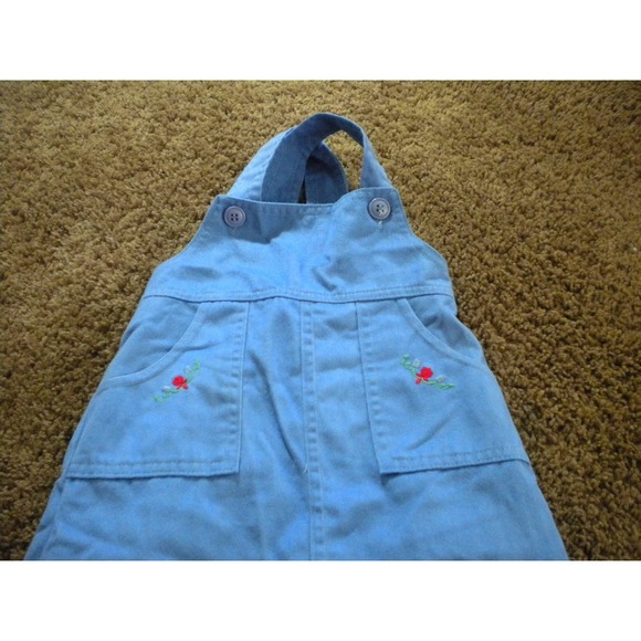 Vintage Carters Soft Denim Overall Dress Floral Pockets Size 5 (vc2) - Picture 2 of 5